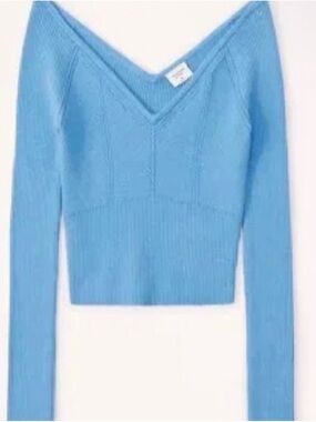 Abercrombie & Fitch Sky Blue V-Neck Ribbed Women's Sweater